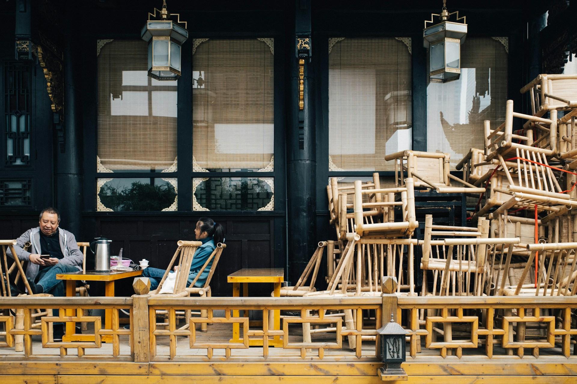 Inside a traditional Sichuan teahouse