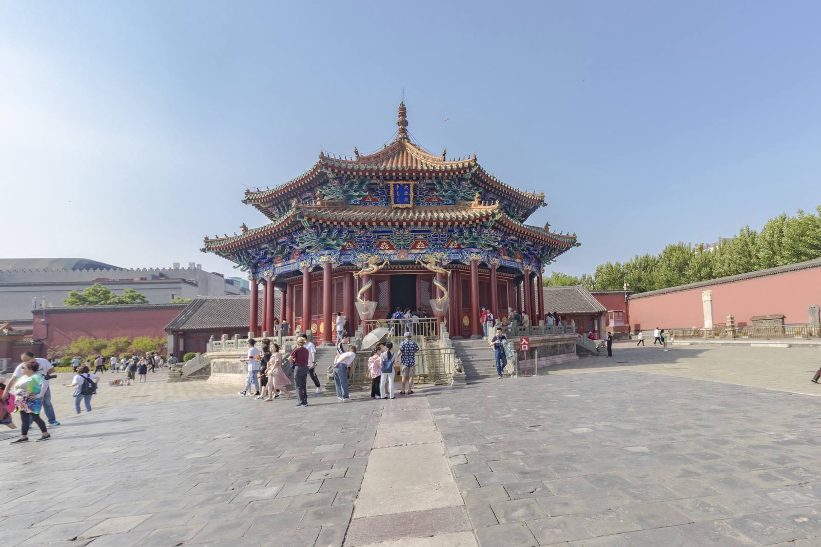 The octagonal Dazheng Hall of 1625 at the Mukden Palace, Shenyang, under a clear sky